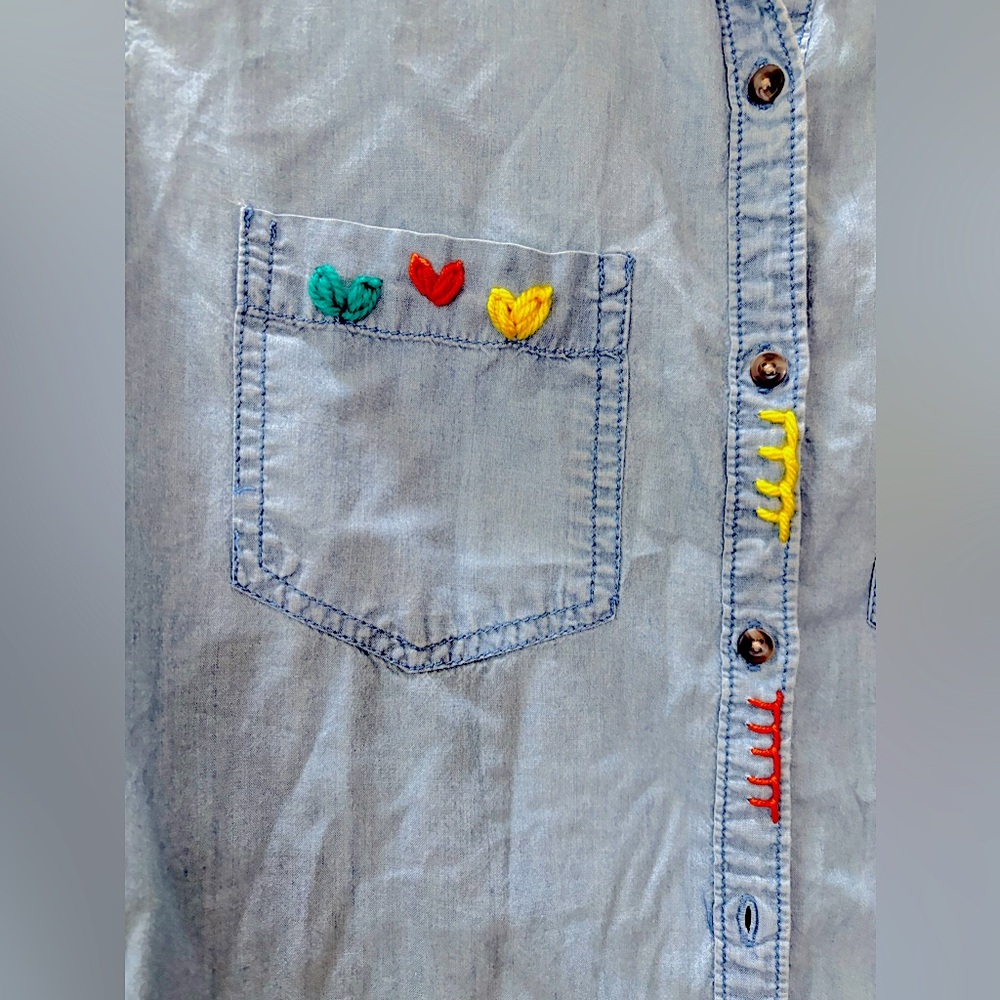 Denim Shirt with hand embroideries